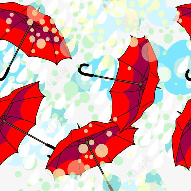 手绘卡通下雨雨伞