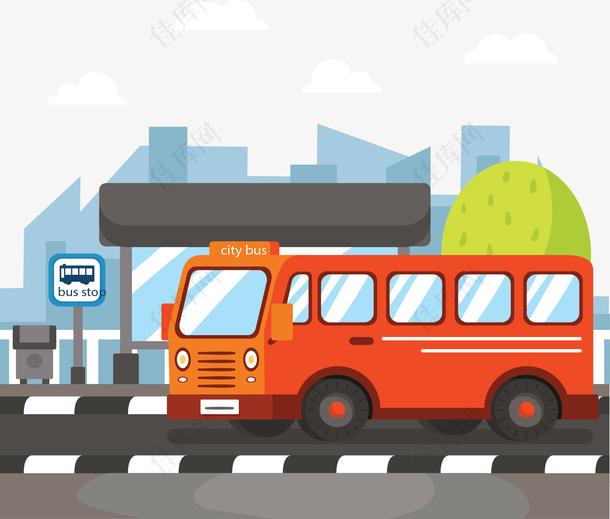 橘红城市公共汽车
