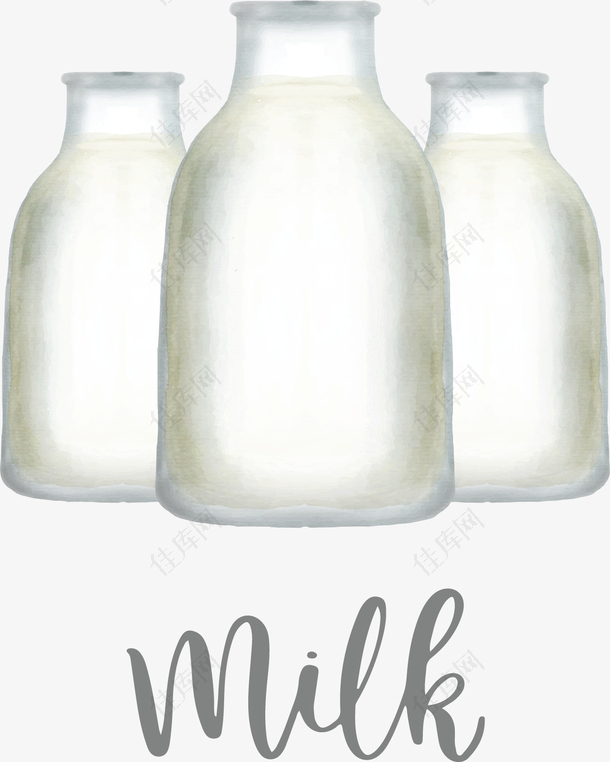 水彩手绘营养牛奶