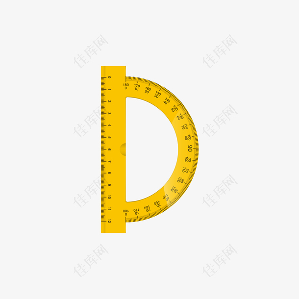黄色量角器和直尺