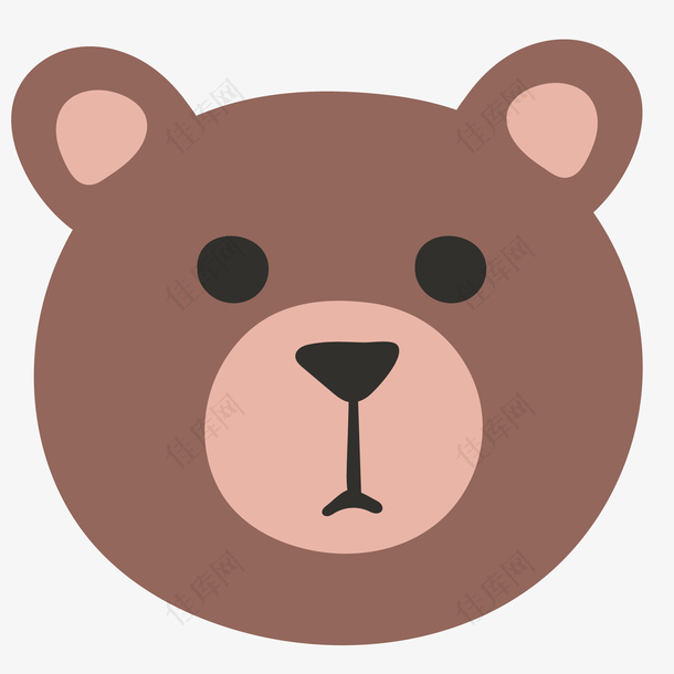 卡通扁平化的小熊头像设计