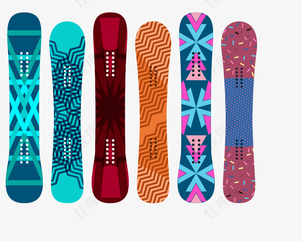 彩色几何图案滑雪板