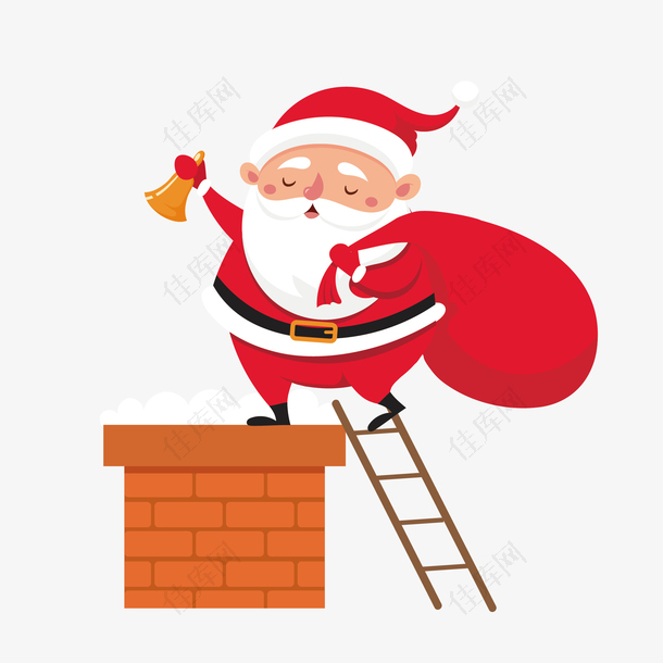 上屋顶的圣诞老人免抠png