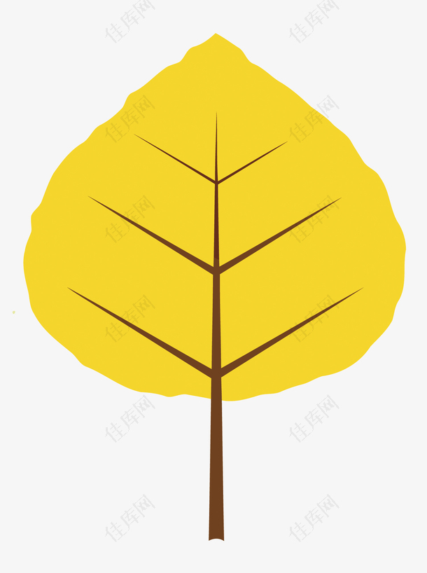 矢量扁平化黄色树叶