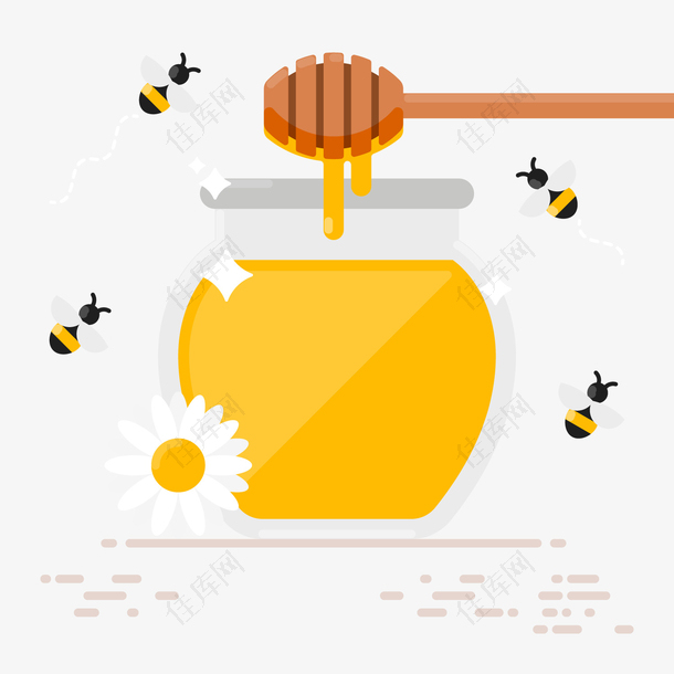 沾蜂蜜的搅拌棒矢量图