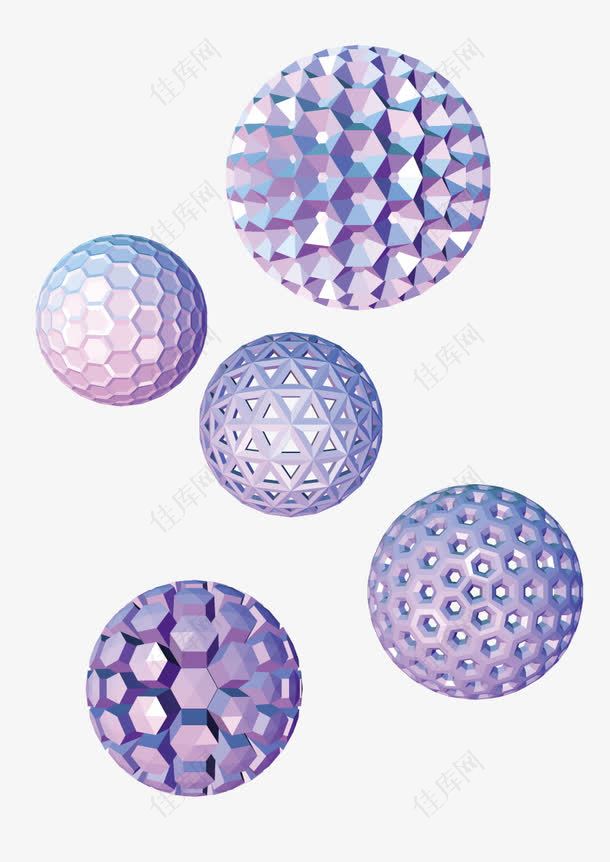 紫色渐变六边形组合球体