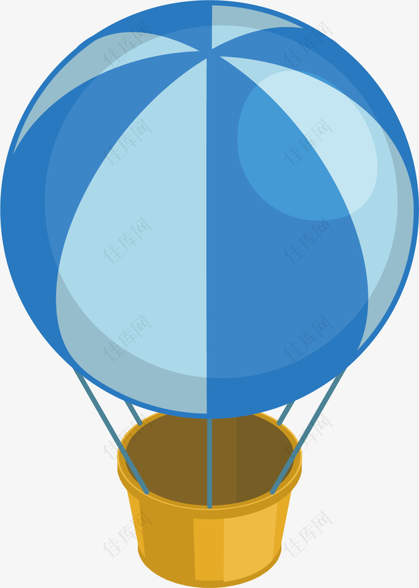 矢量图蓝色的热气球