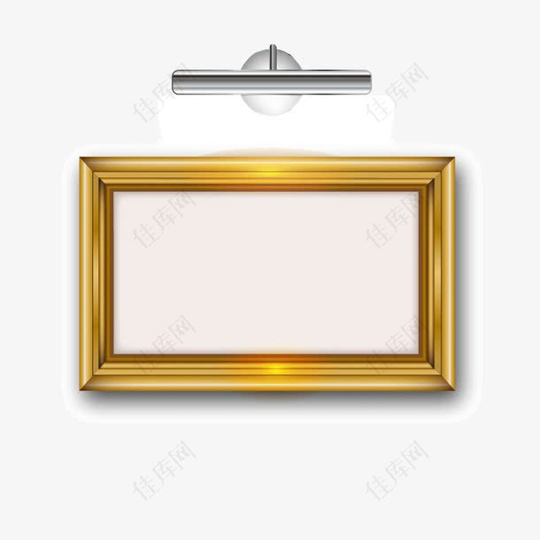 精美金色相框和射灯矢量图