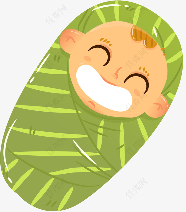 绿色包袱欢乐表情可爱卡通婴儿矢