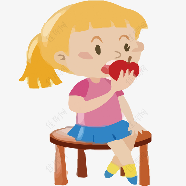矢量儿童吃苹果病从口入素材
