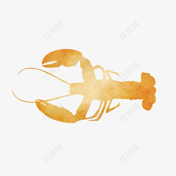 卡通金黄色小龙虾设计素材