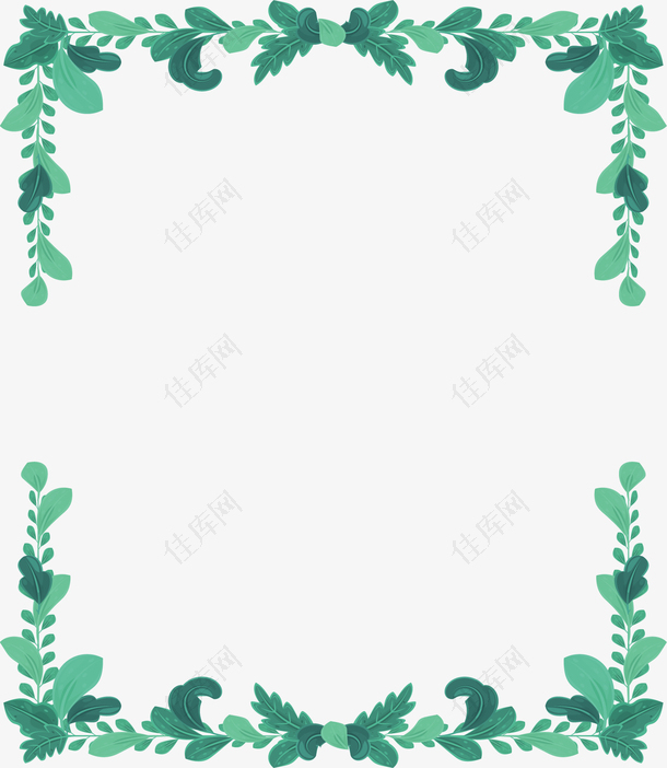 绿色卡通树叶边框
