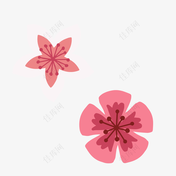 浪漫粉红色花朵设计春季樱花桃花