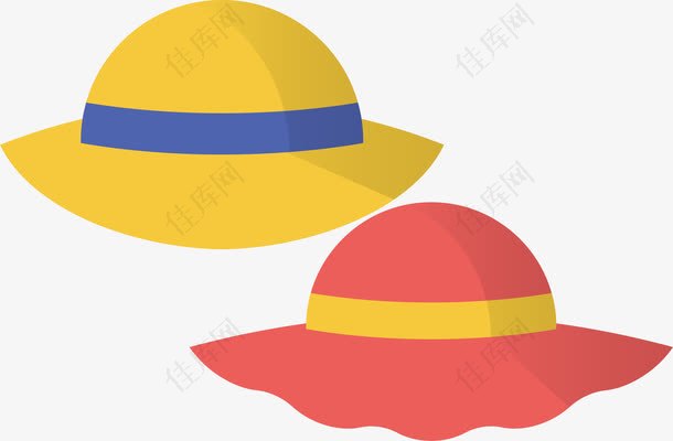 黄色帽子旅游出行小元素遮阳帽图