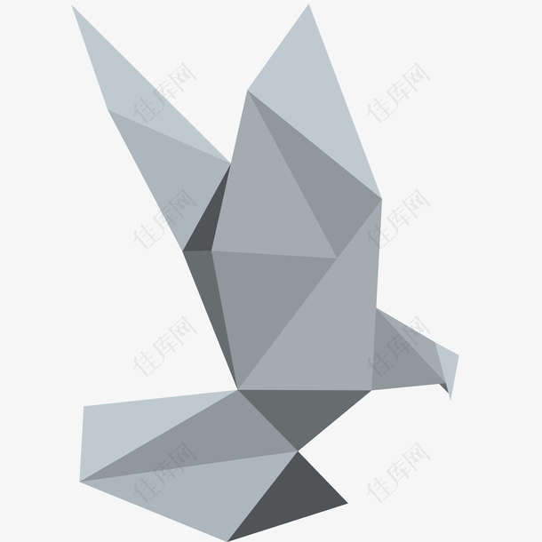 灰色折纸鸽子矢量插画