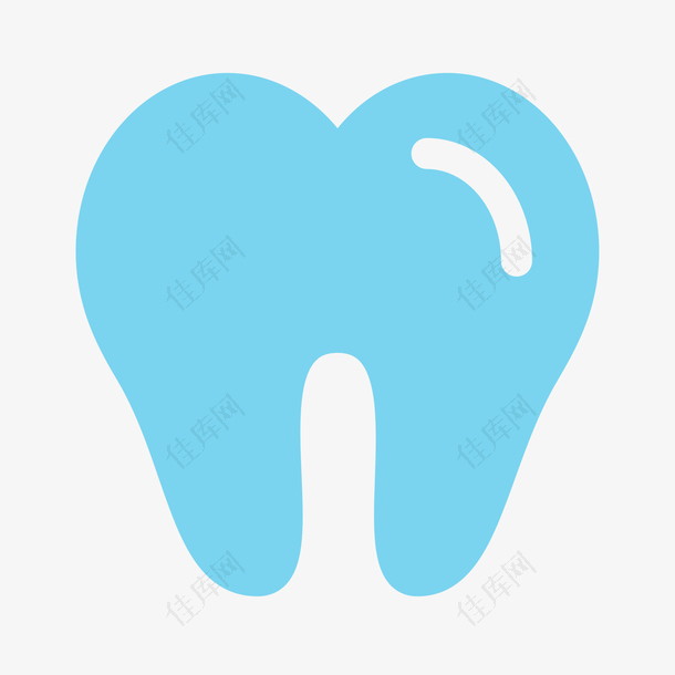 蓝色圆弧扁平化牙齿元素