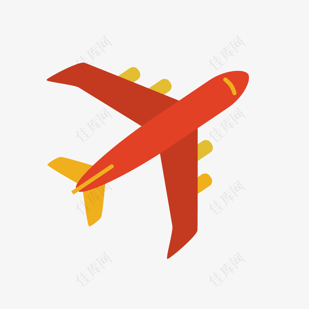 卡通扁平化红色的飞机设计