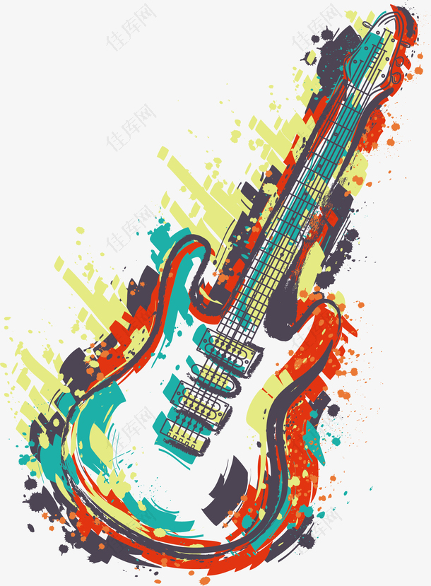 彩色艺术吉他