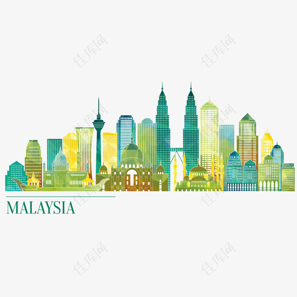 马来西亚城市手绘