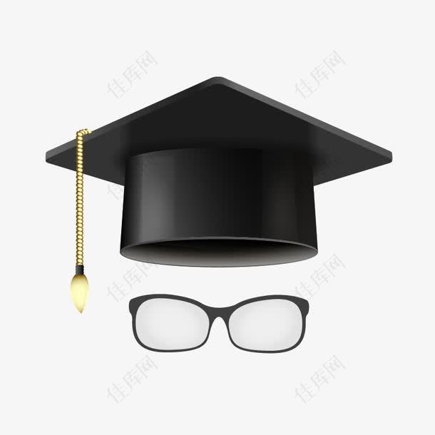 矢量学位帽和眼镜