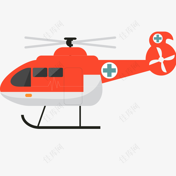 医院直升机矢量插画