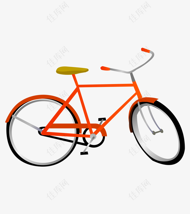 矢量卡通手绘橙色时尚自行车