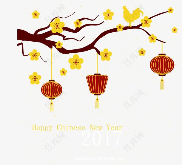 中国新年背景与枝金花