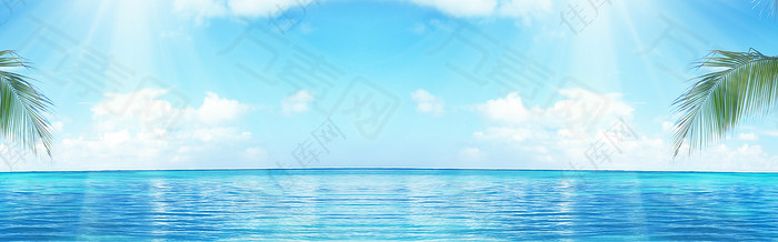 海边暑期背景banner