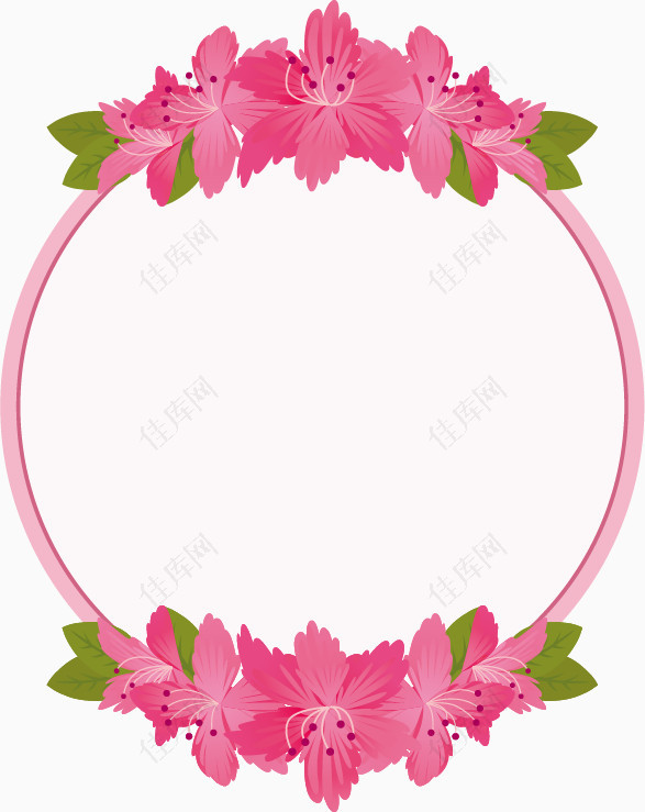 粉色桃花装饰的椭圆形边框