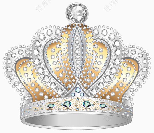 手绘钻石银色皇冠