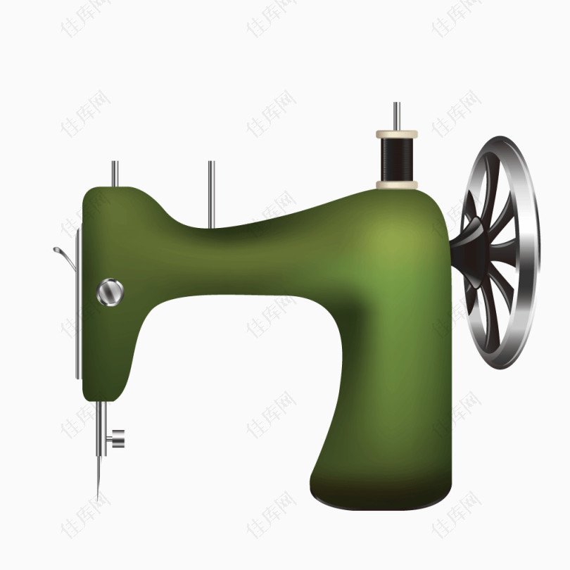 绿色质感裁缝缝纫机