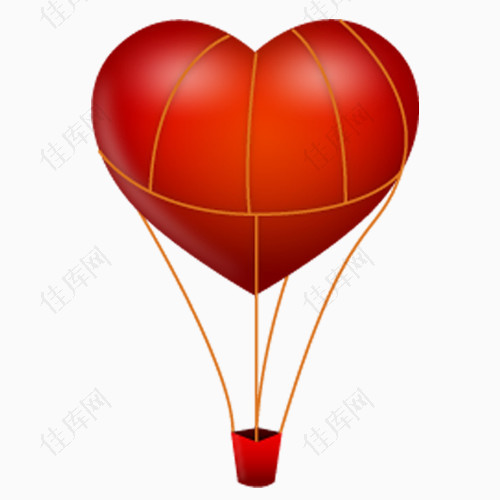 红色爱心热气球