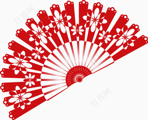 中国风红色折扇