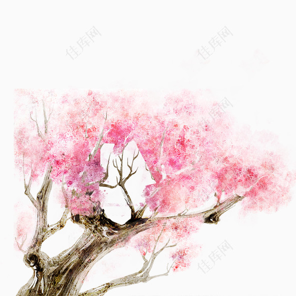 水墨樱花树
