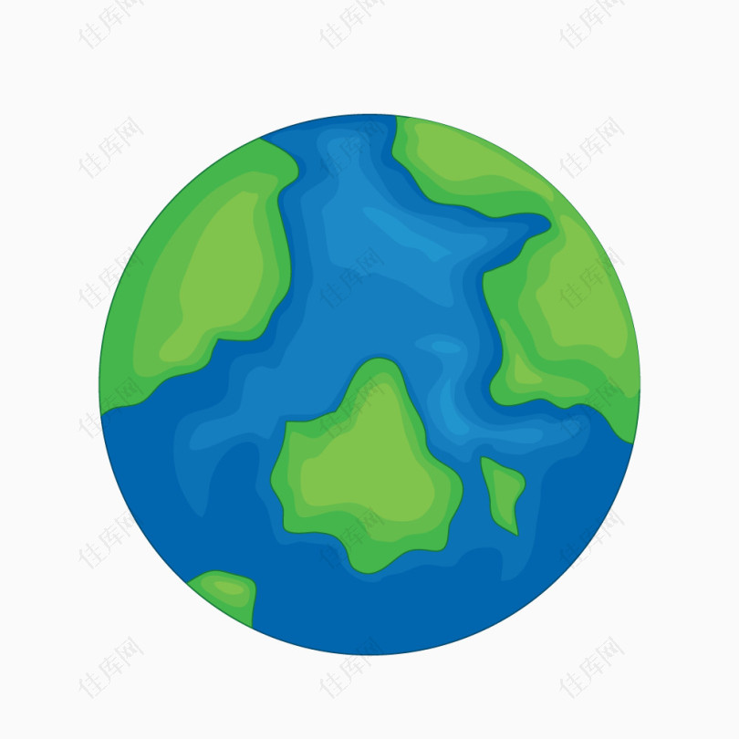 蓝绿色卡通地球
