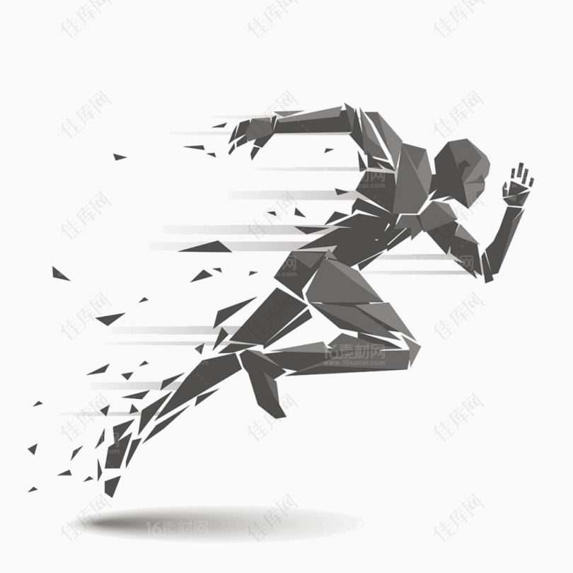 极速运动跑步动感几何多边形速度运动员