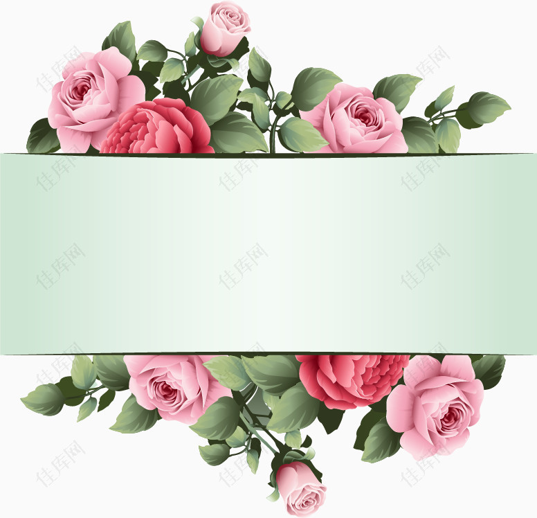 矢量美丽的玫瑰花花朵无缝背景素材