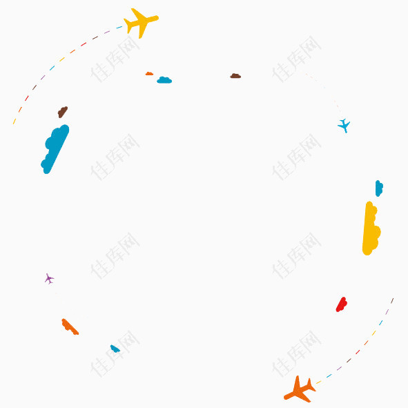 卡通彩色飞机圆圈图