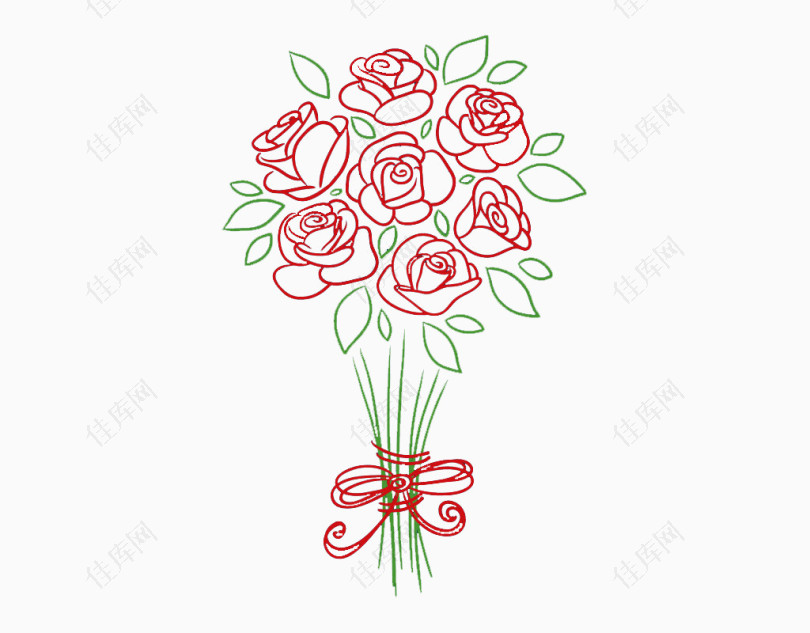 玫瑰线条花束