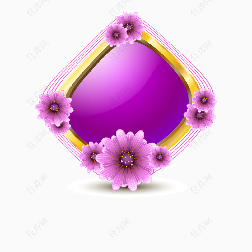 花卉紫色水晶边框矢量素材
