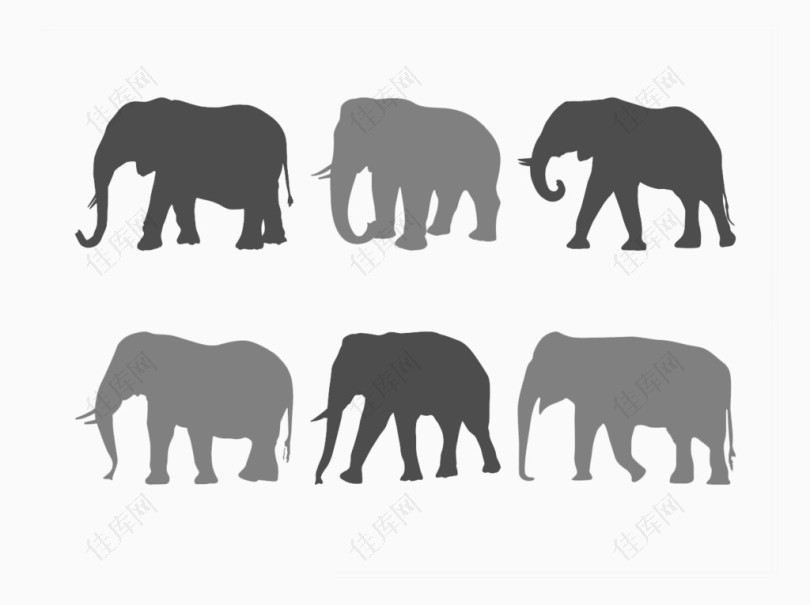 大象剪影组合图