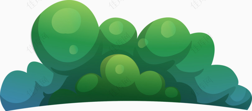 绿树草丛卡通矢量图