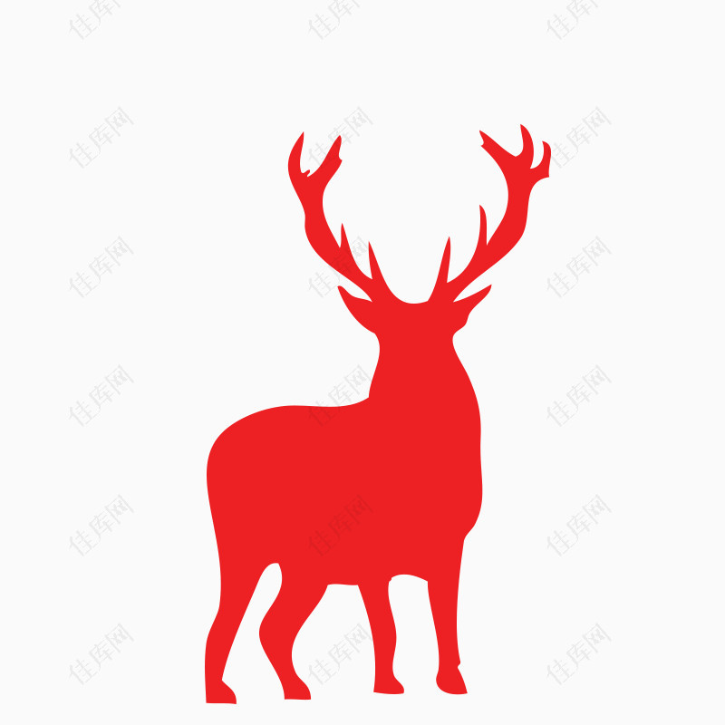 红色驯鹿剪影