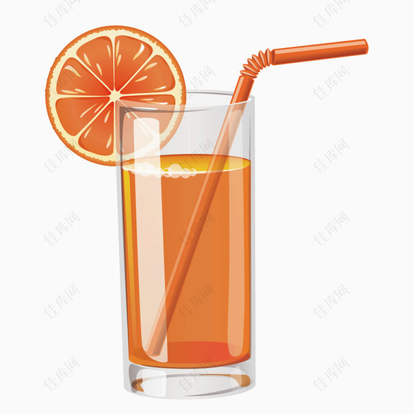 矢量一杯橙汁果饮