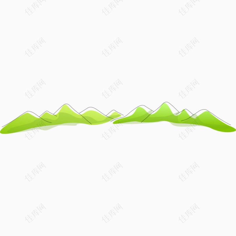 手绘绿色的群山