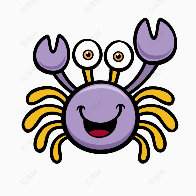 紫色卡通螃蟹矢量