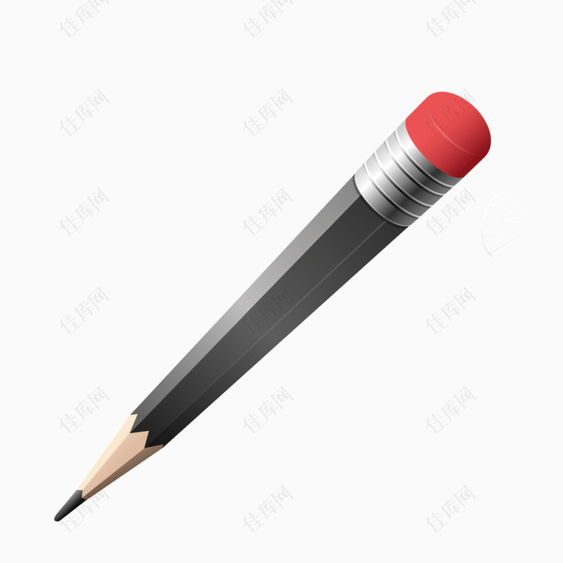 黑色铅笔画笔红色橡皮