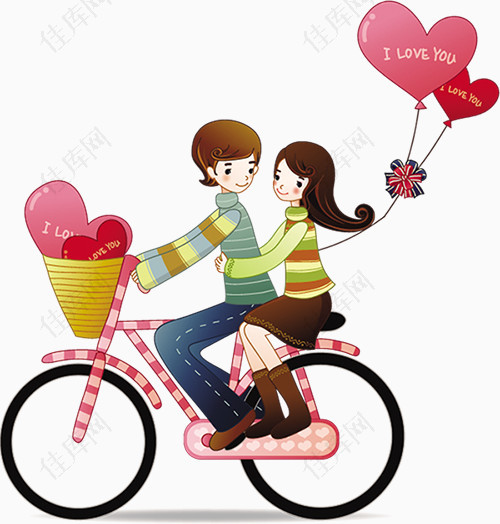 情人节素材自行车上的情侣