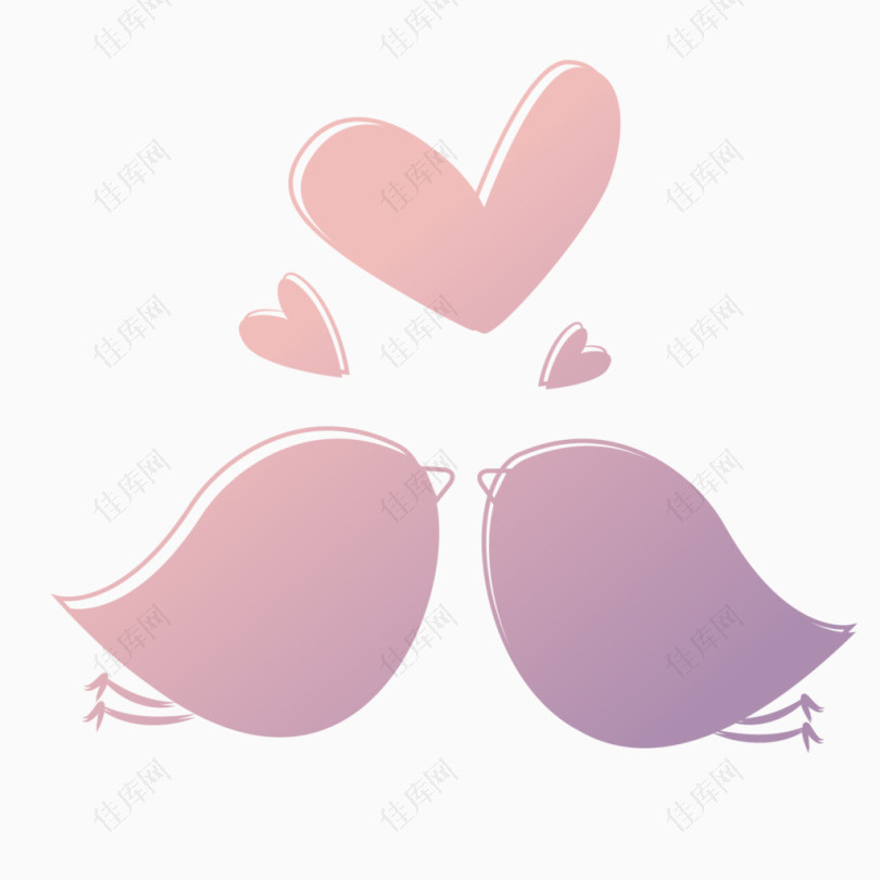 情人节卡通粉色喜鹊