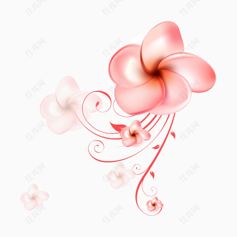 淡粉色时尚抽象花朵背景矢量素材